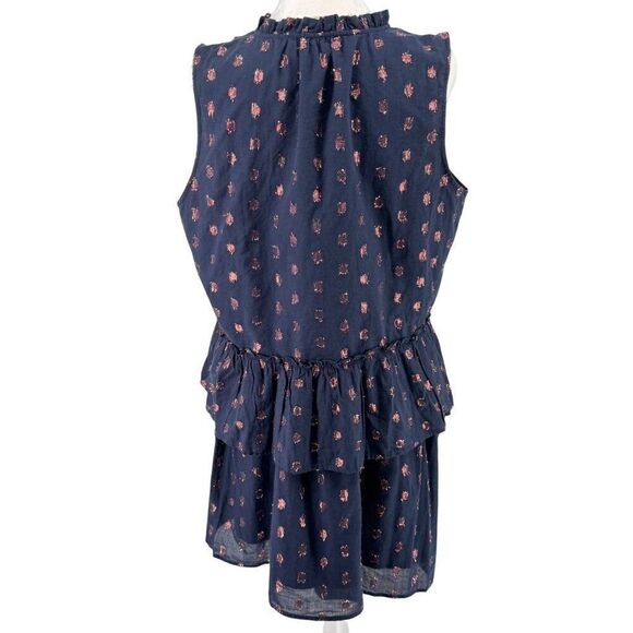 J. Crew 2-Piece Set Navy & Rose Gold Metallic Polka Dot Skirt & Top Sz M EUC - Picture 7 of 15